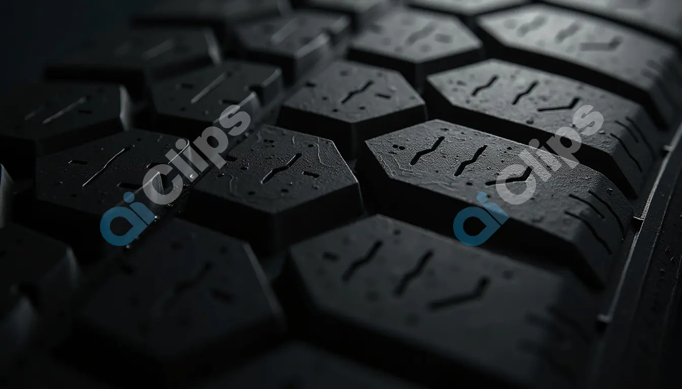 Close-Up of Treaded Tire Texture