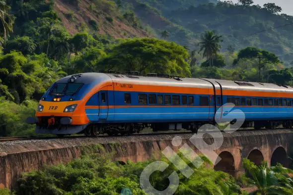 Modern Train in Lush Landscape