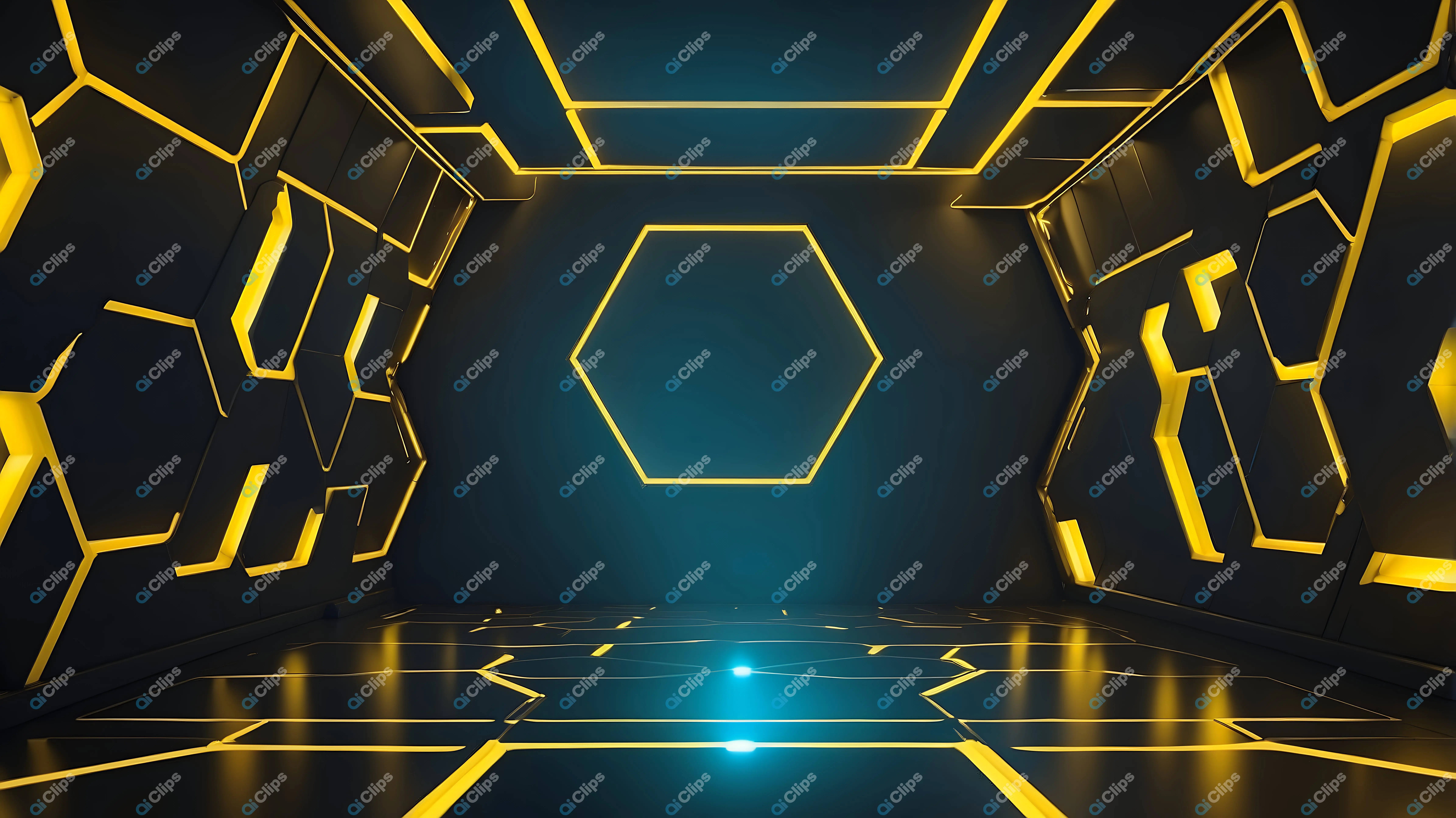 Neon Yellow Hexagon Background