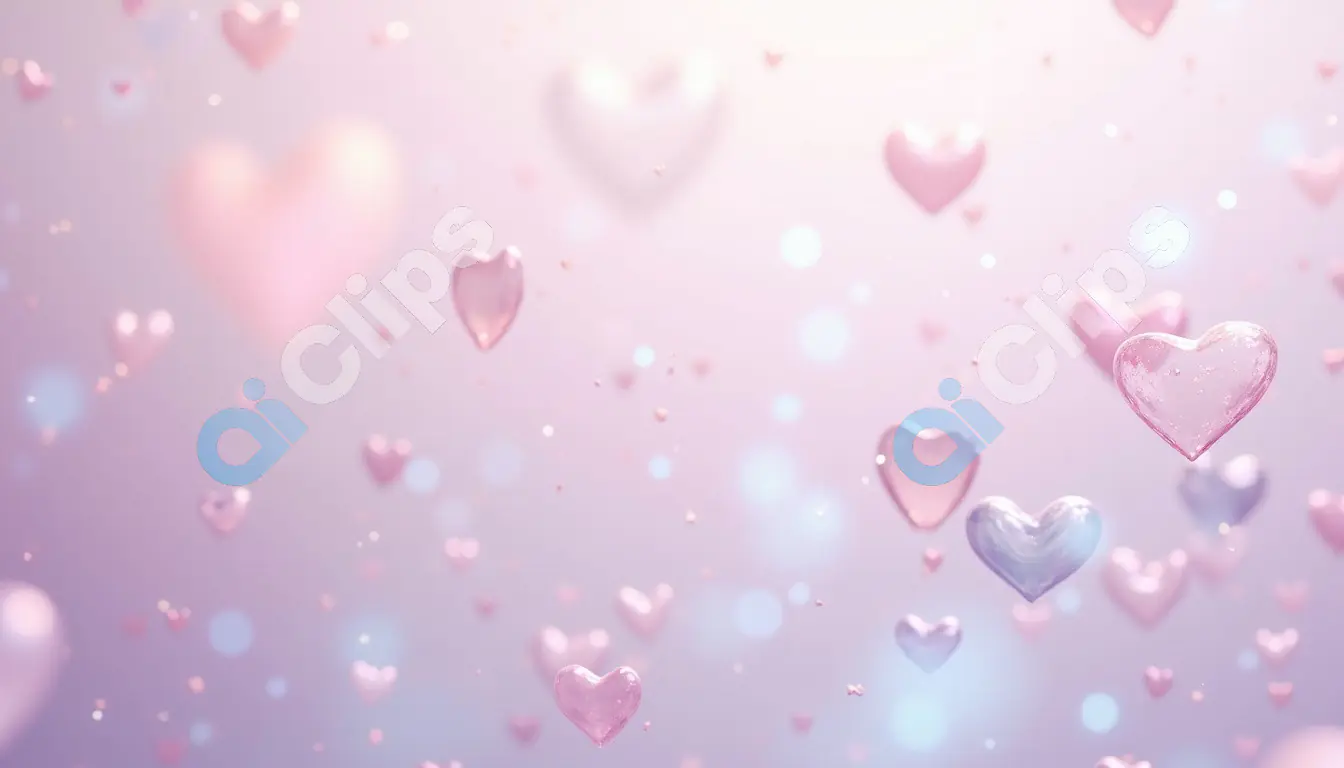 Soft Pastel Heart Background with Bokeh Effect