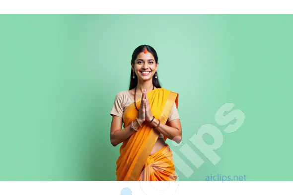 Traditional Indian Woman in Namaste Pose - Cultural Portrait