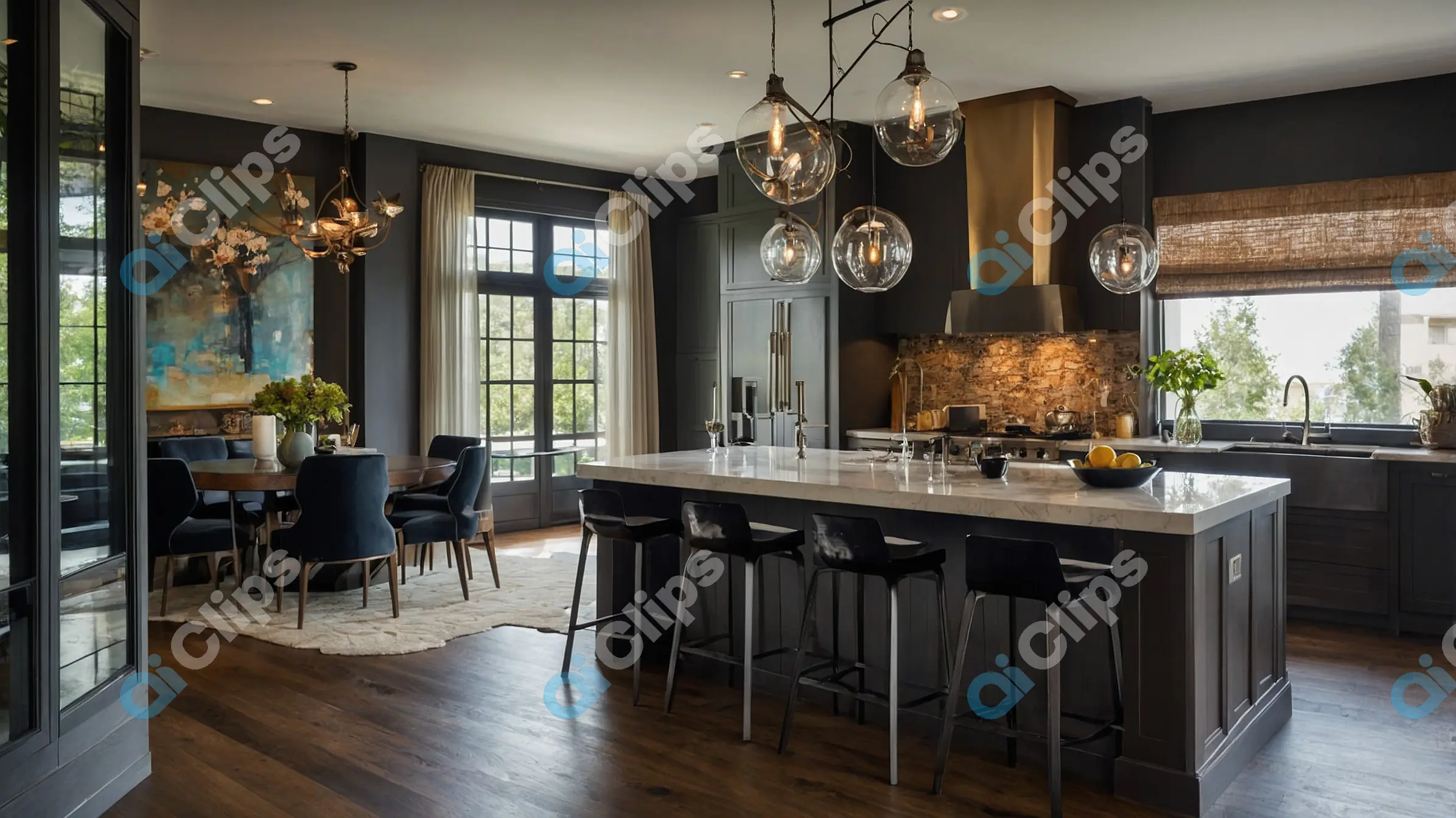 Modern Kitchen and Dining Area