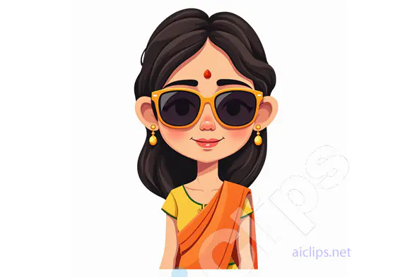 Indian Woman Avatar with Sunglasses - Traditional Meets Modern