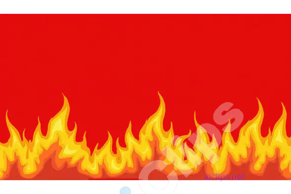 Fiery Flames Border on Red Background