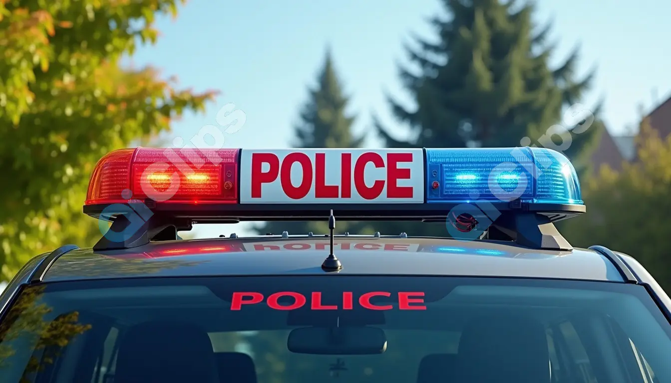 Police Car Roof with Flashing Lights