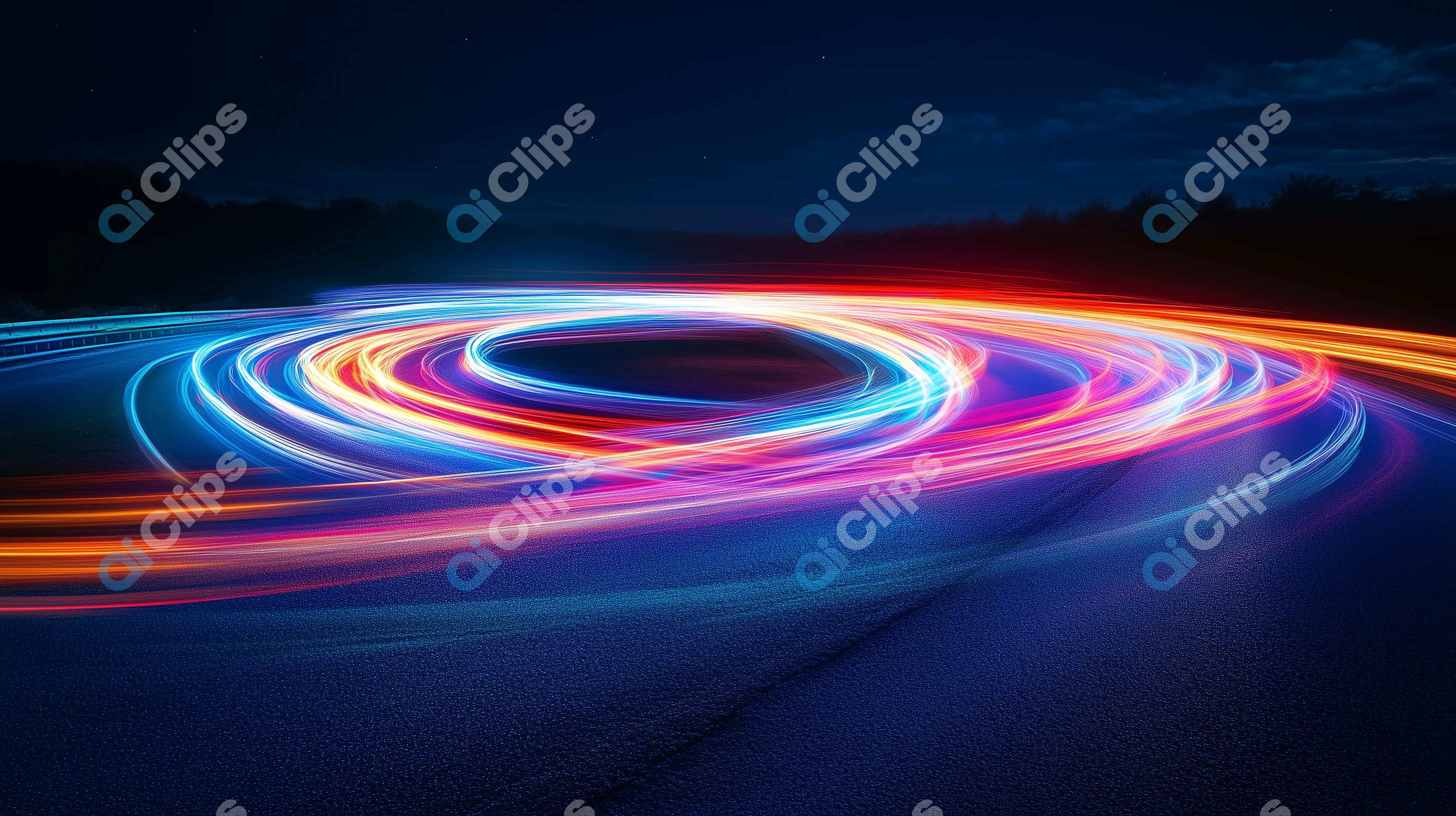 Circular Neon Light Trails