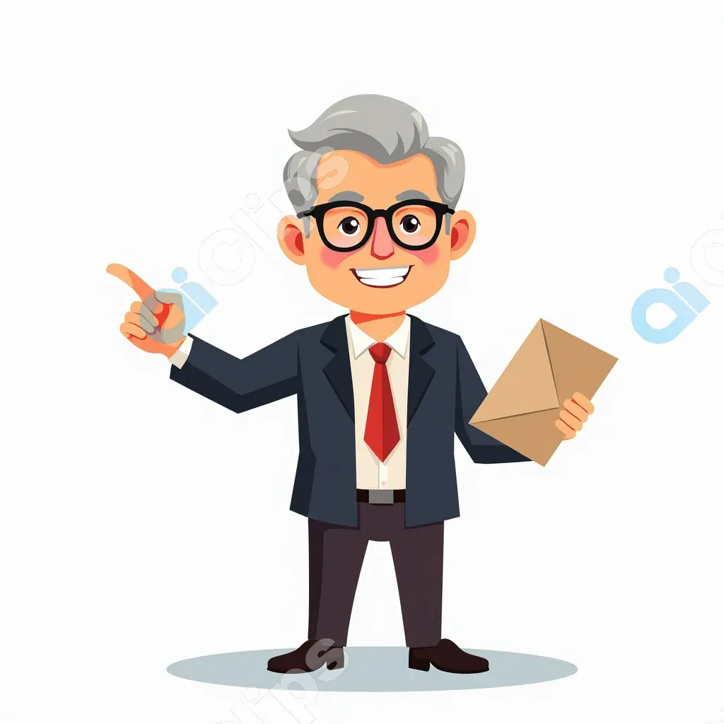 Happy Businessman Holding Envelope Vector Illustration