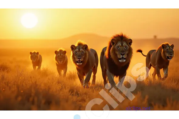 Majestic Lions at Sunset