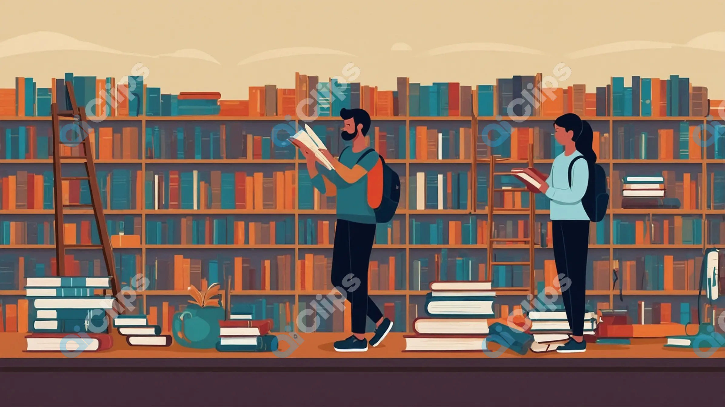 Library Exploration Illustration