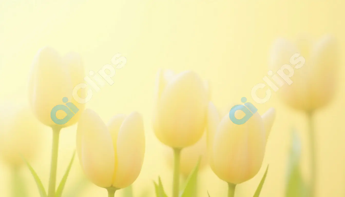 Soft Yellow Tulips in Bloom on Gentle Yellow Background