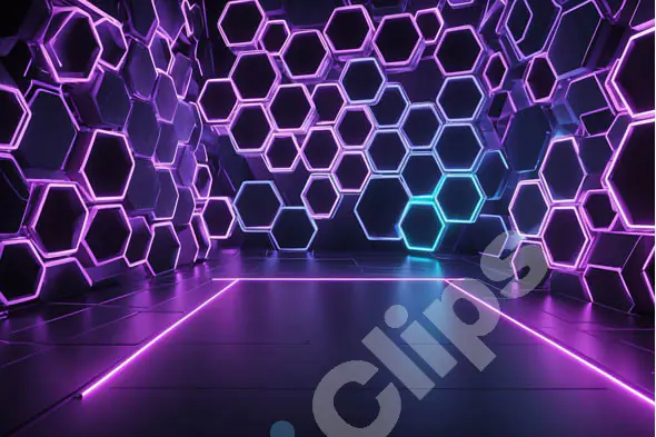 Neon Purple Hexagon Background