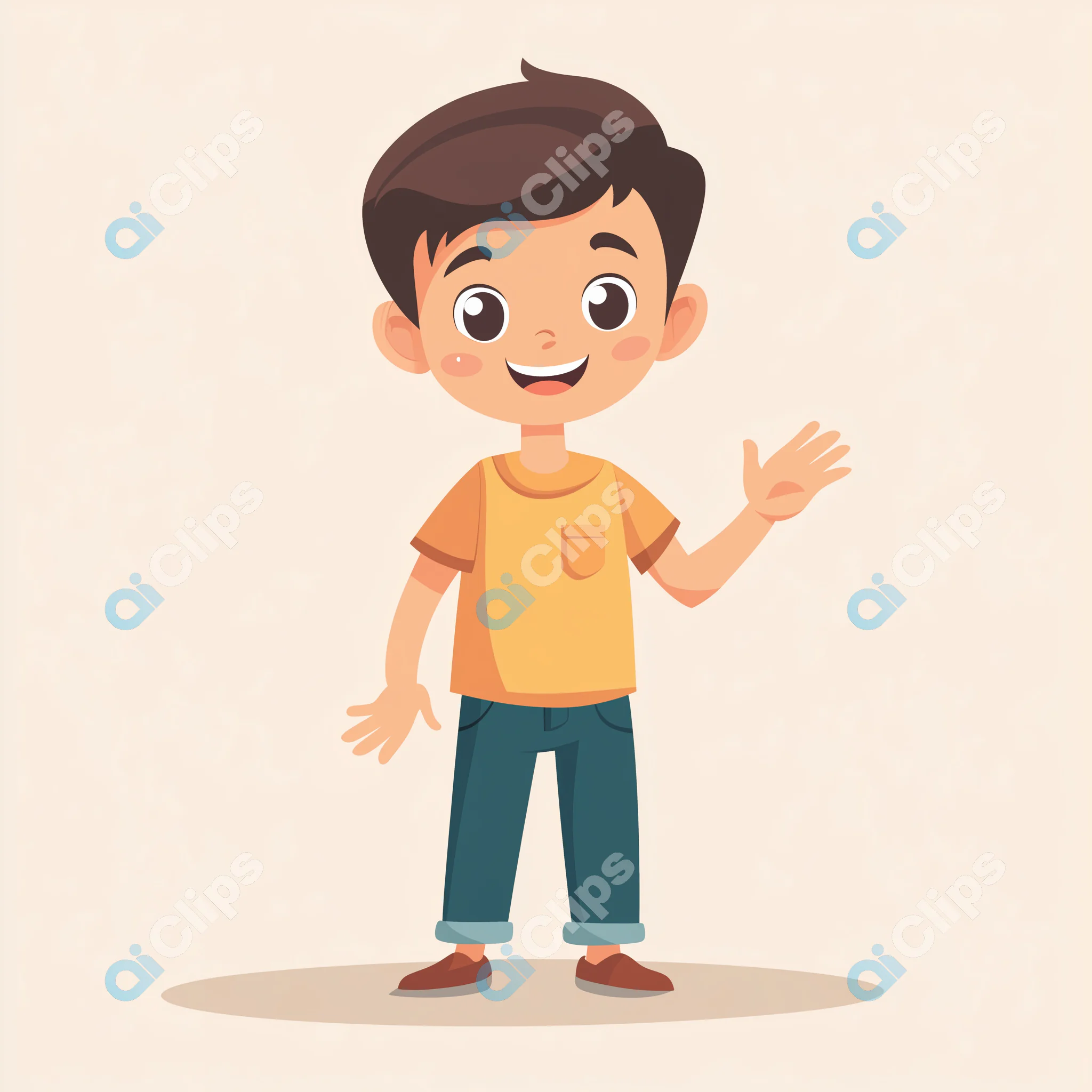Happy Cartoon Boy Waving