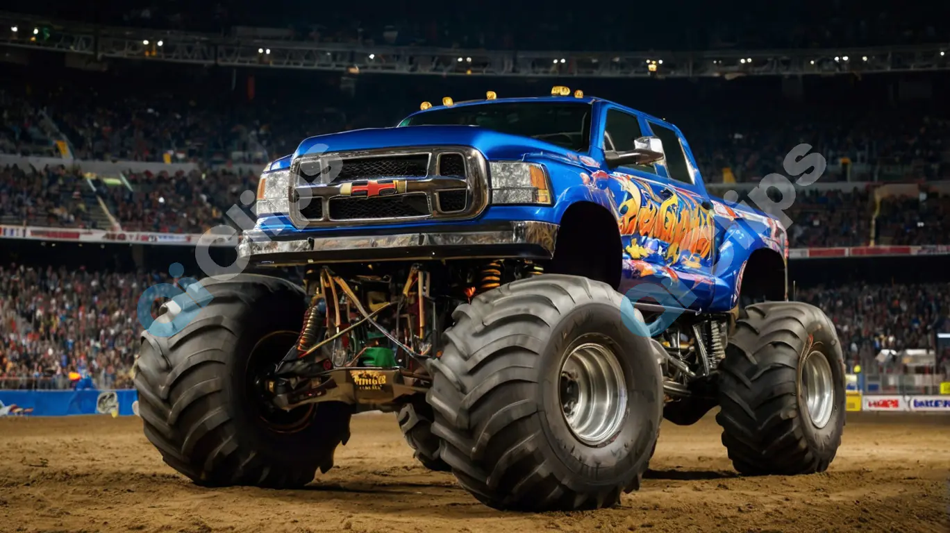 Blue Monster Truck in Action Arena