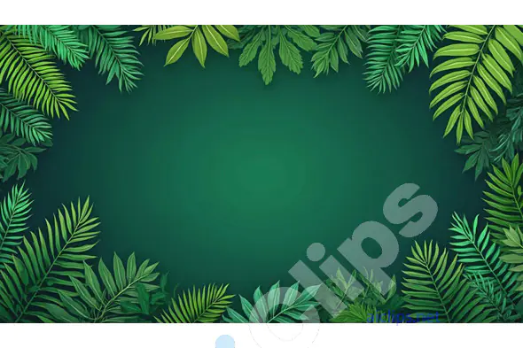 Tropical Leaf Frame Background - Dark Green