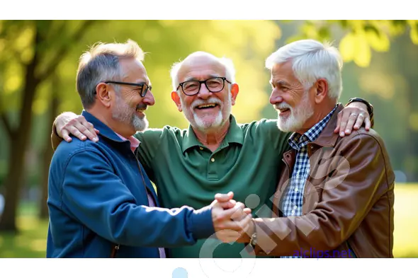 Cheerful Reunion of Senior Friends Outdoors