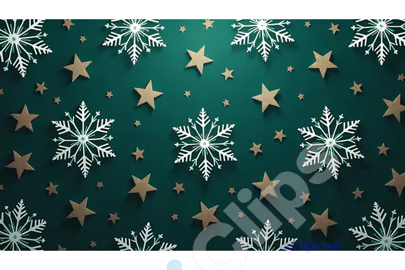 Festive Snowflakes and Golden Stars Background