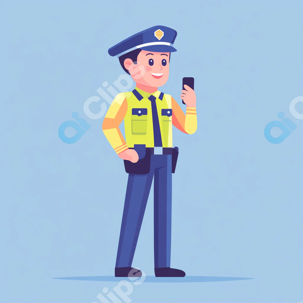 Smiling Police Officer with Radio