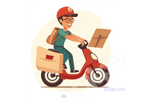 Smiling Delivery Rider on Red Scooter Illustration