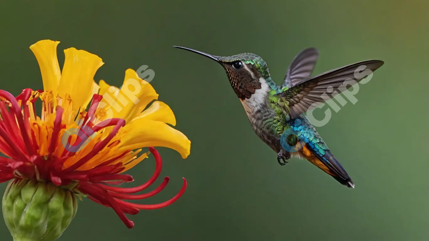 Hummingbird Near Flower