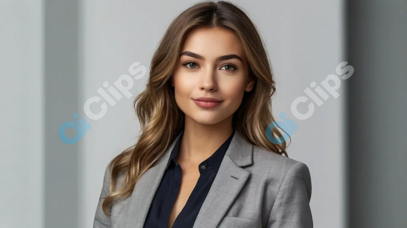 Professional Woman in Gray Suit