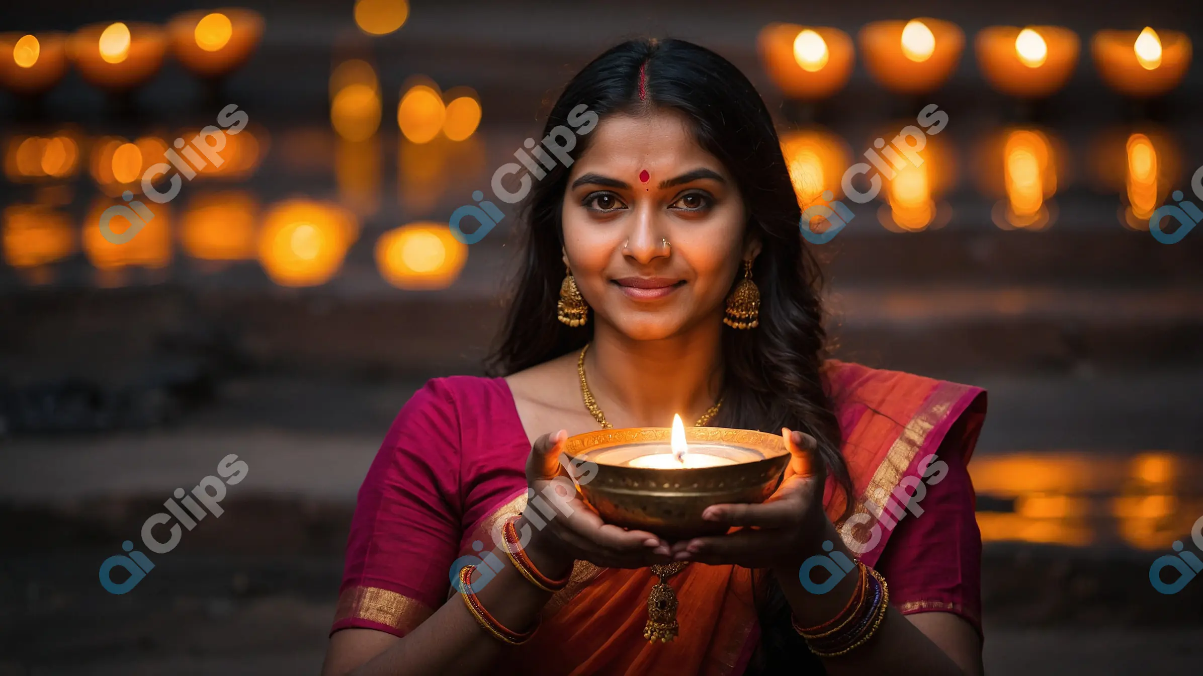 Diwali Celebration with Traditional Diya