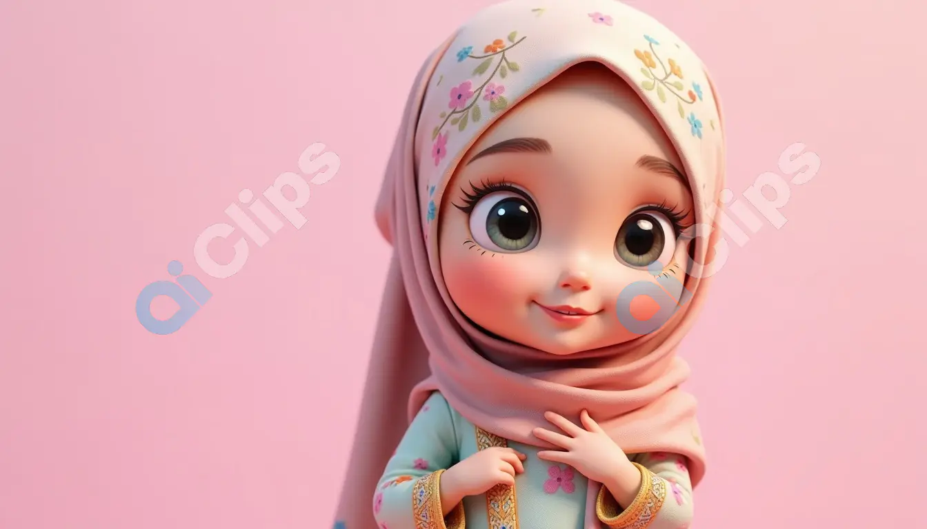 Adorable Hijabi Girl - Cute Cartoon Character