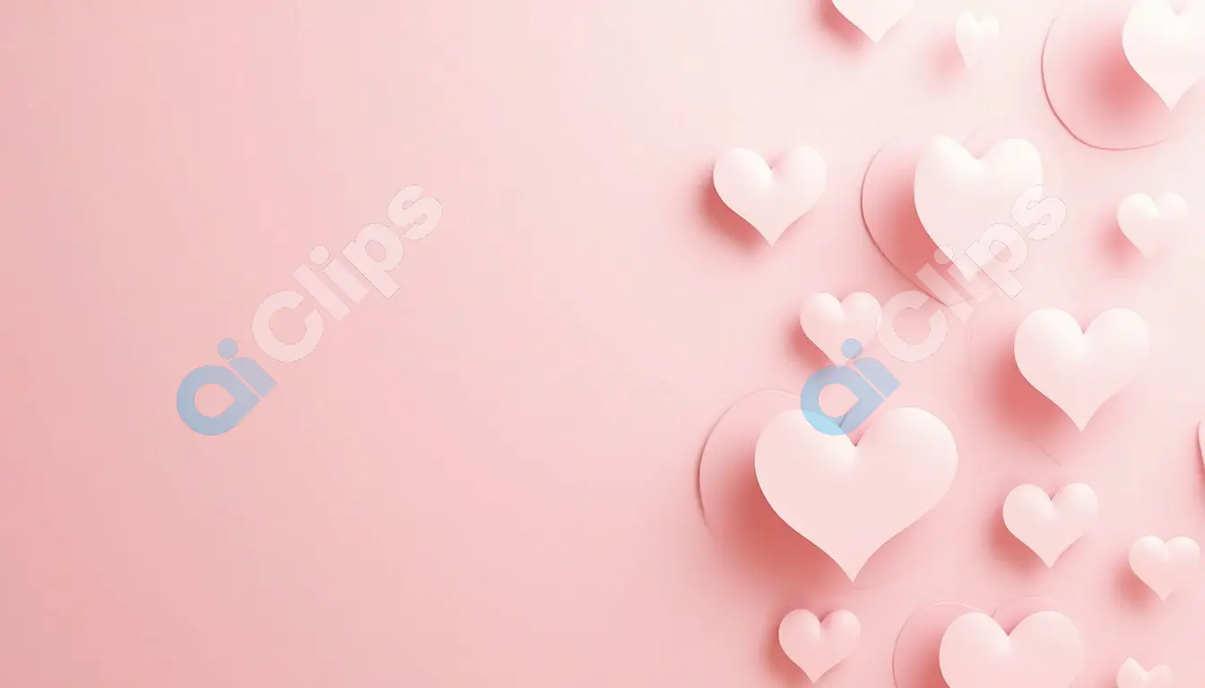 3D Pink Hearts on Soft Pink Background