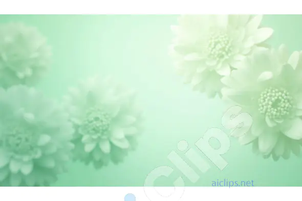 Mint Green Background with Soft Chrysanthemum Flowers