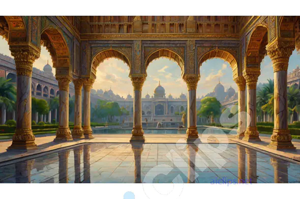 Elegant Palace Courtyard with Arched View