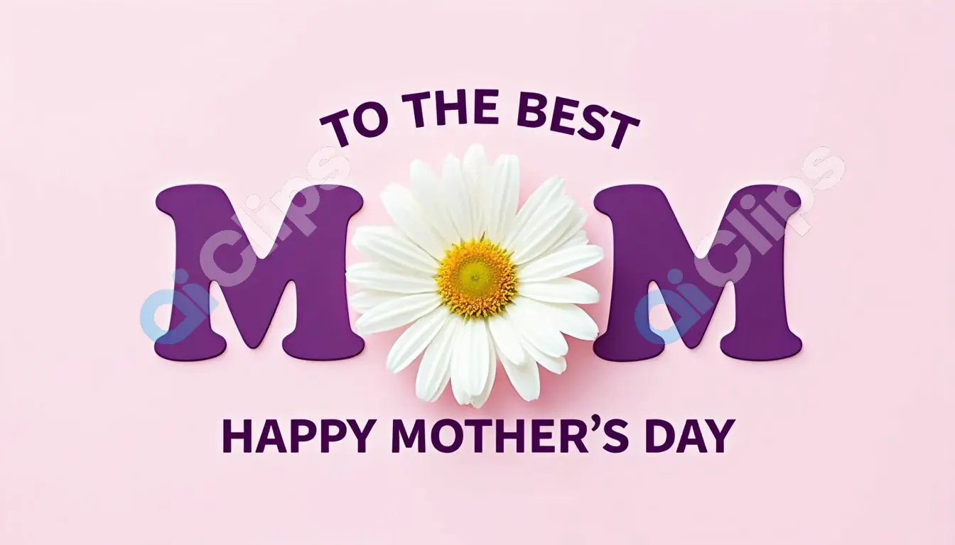 Happy Mother’s Day Greeting with Flower and Text