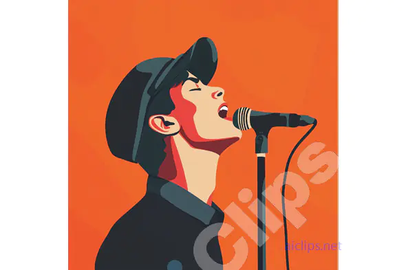 Singer Performing on Microphone Illustration