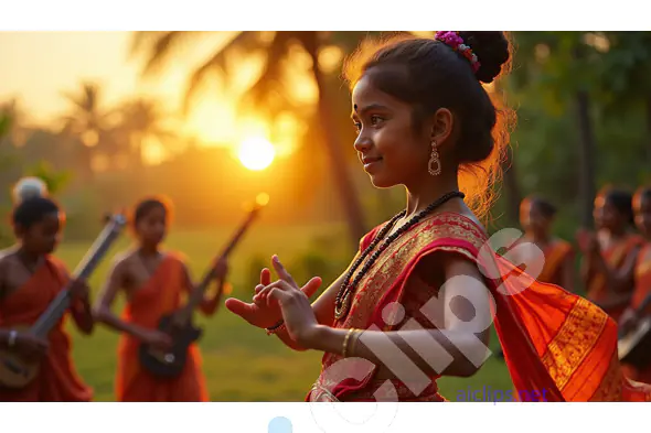 Young Indian Classical Dancer at Sunset