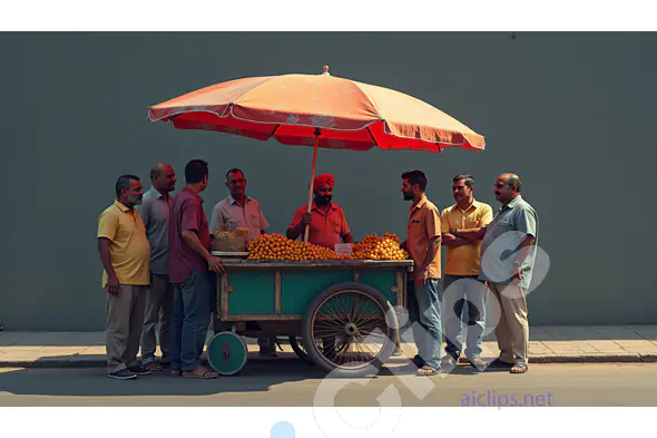 Indian Street Vendor with Fresh Oranges - Vibrant Urban Life Scene
