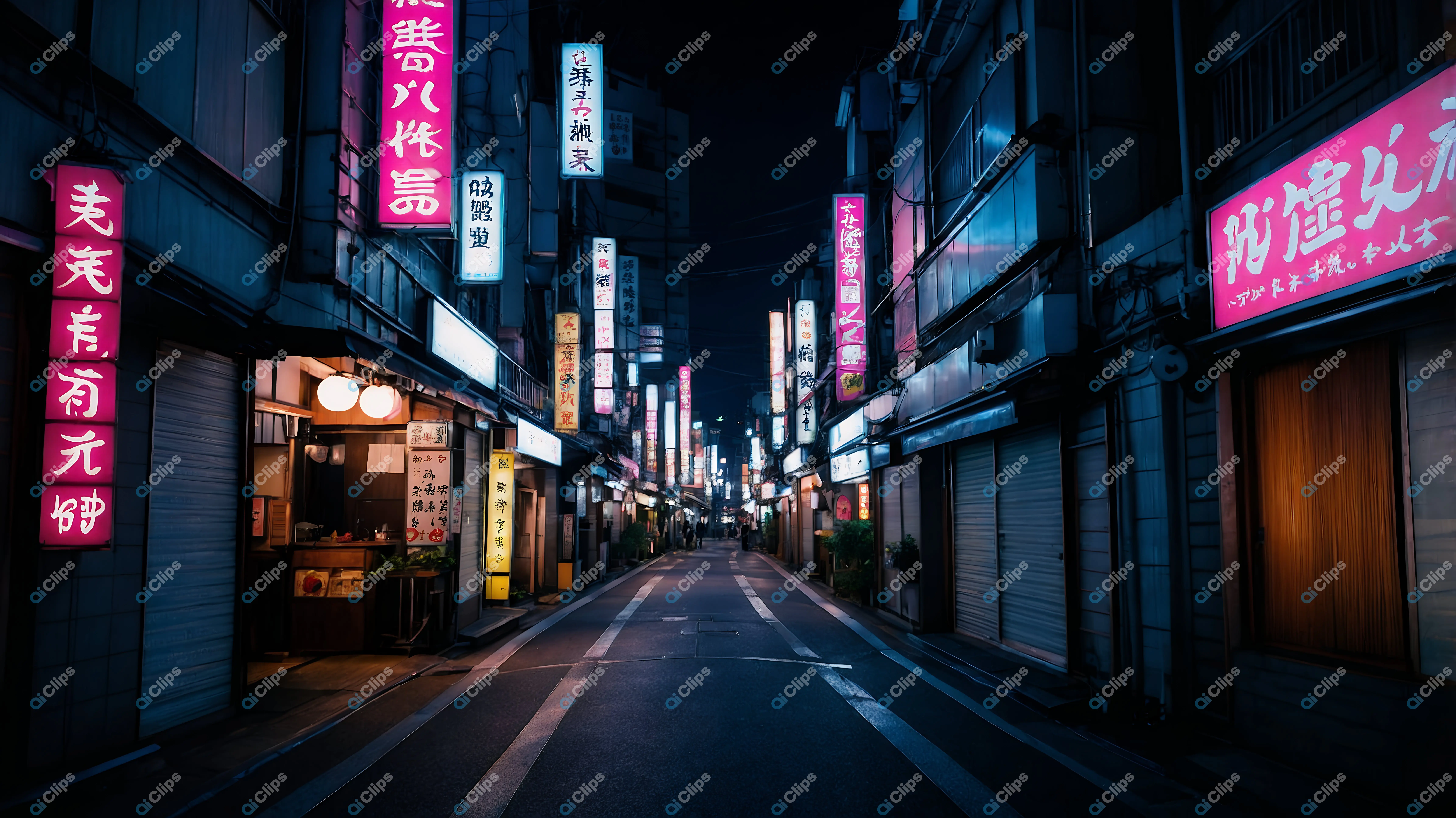 Neon-Lit Street at Night