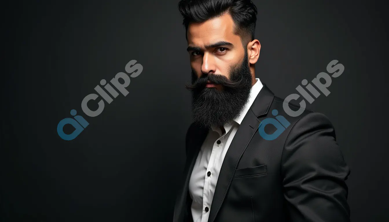 Portrait of Confident Indian Man in Formal Attire - Stylish Bearded Gentleman