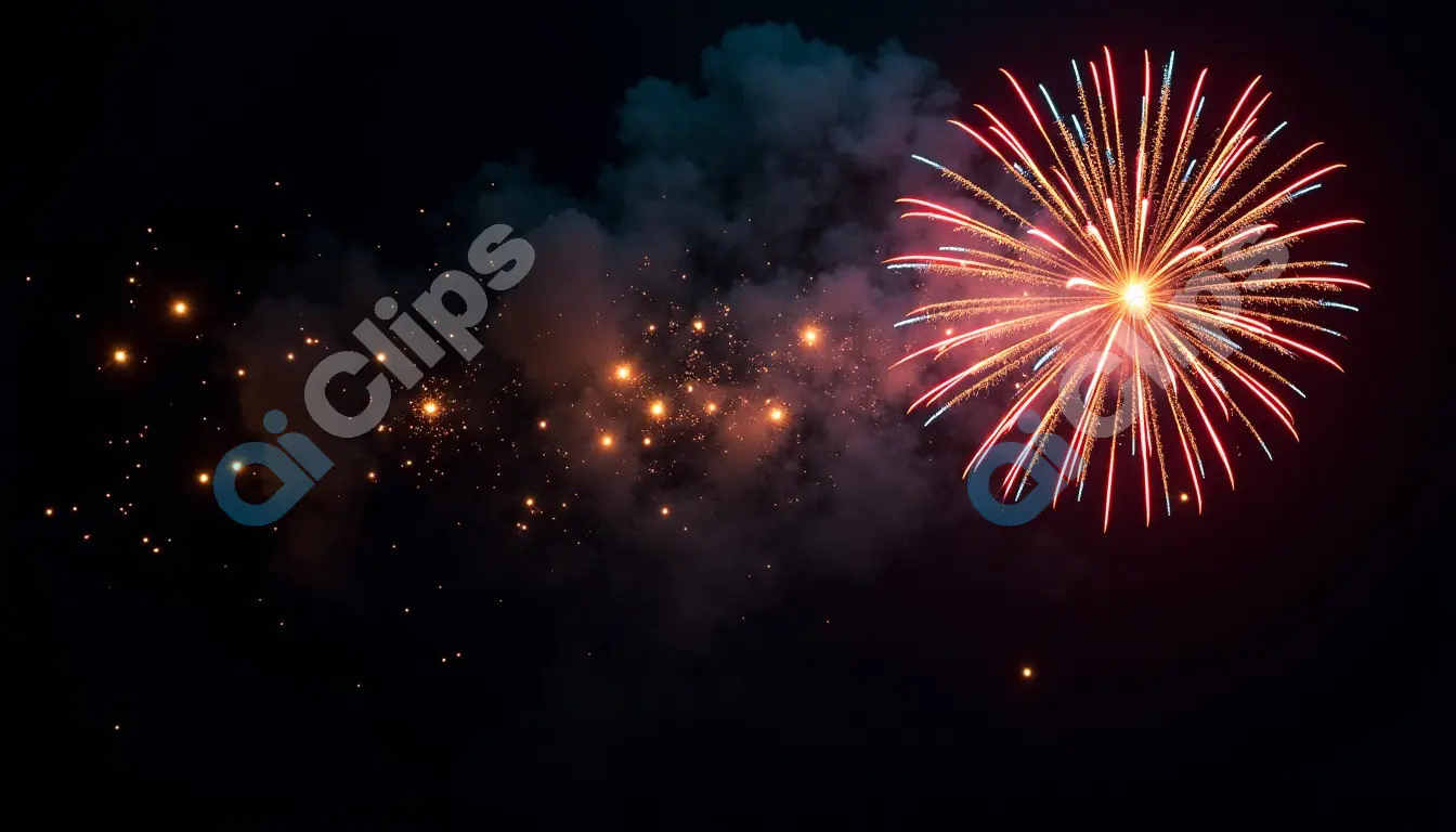 Vibrant Fireworks Explosion Against Night Sky