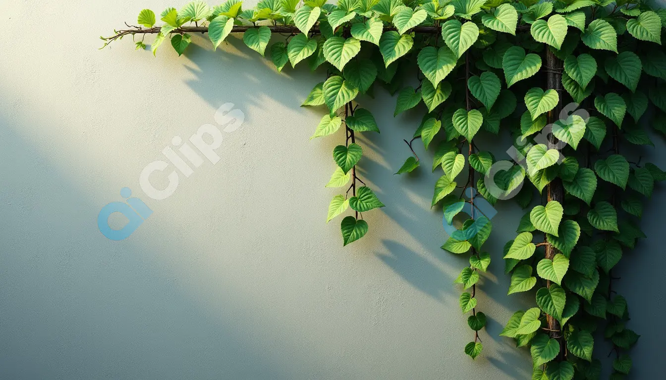 Green Ivy on Sunlit Wall