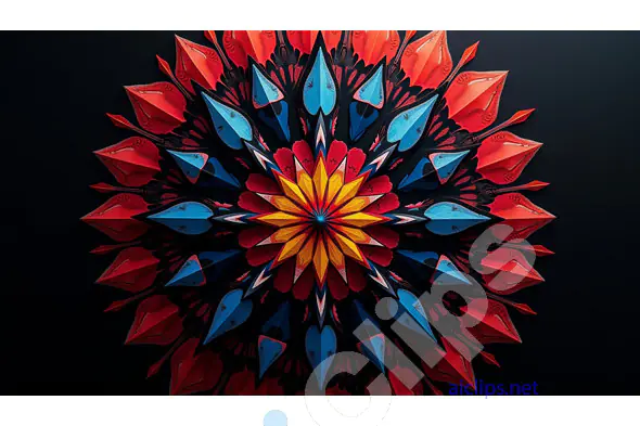 Vibrant Mandala Design with Red, Blue, and Yellow Petals