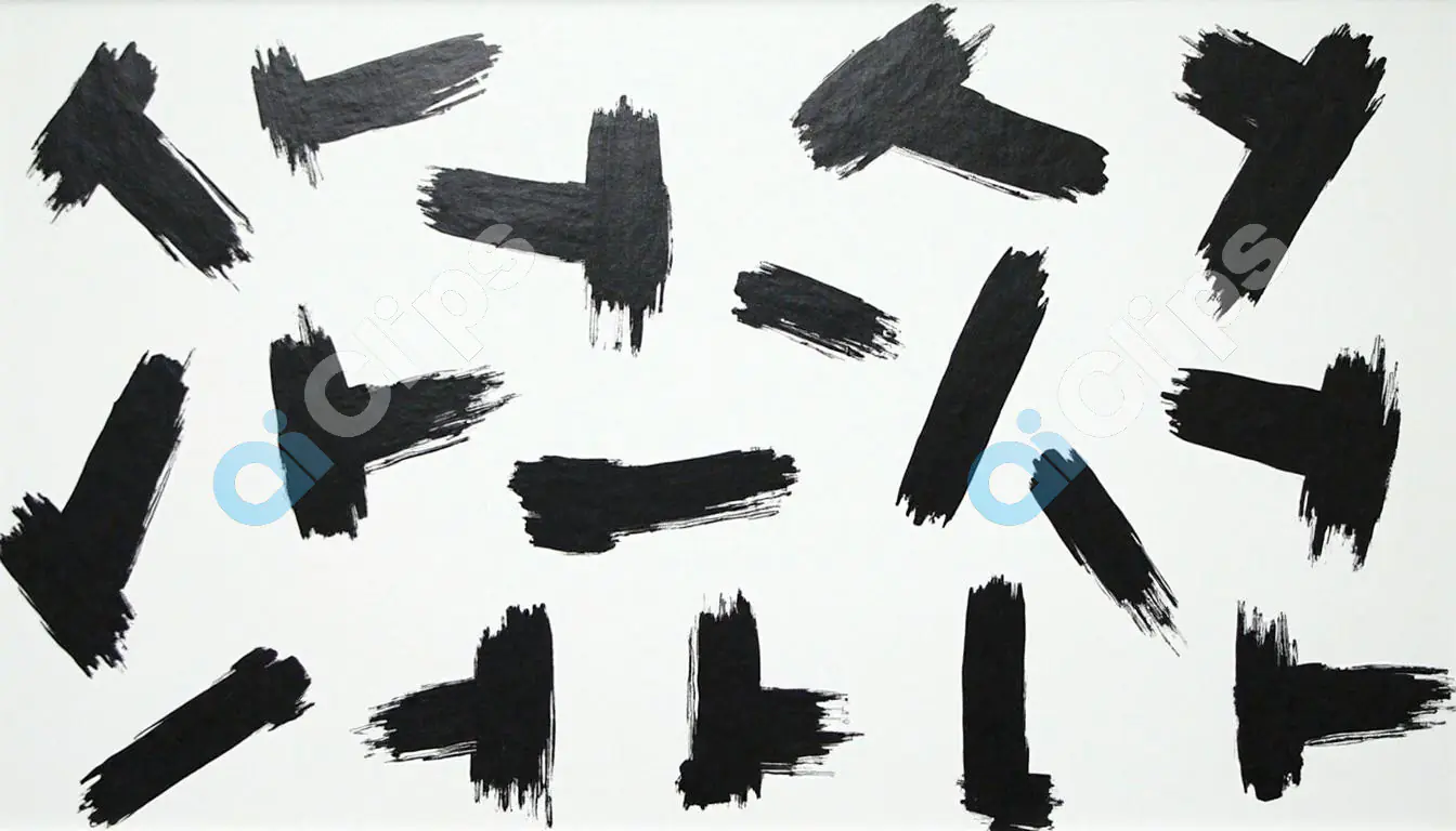 Random Black Brushstrokes Abstract Art