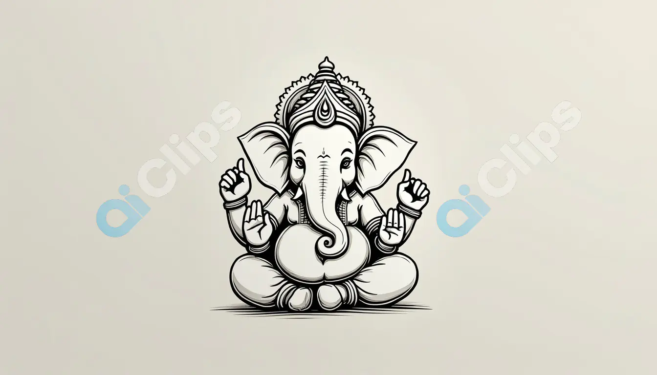 Minimalist Ganesha Line Art Illustration