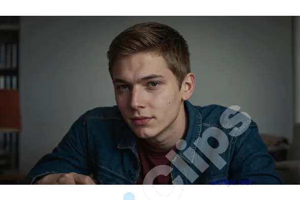 Thoughtful Young Man in Denim Jacket