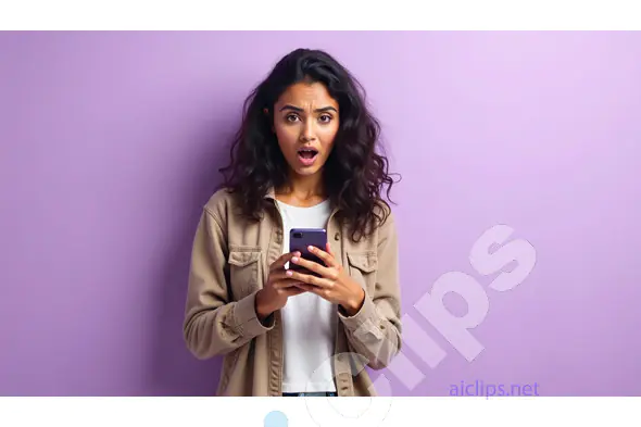 Surprised Woman Reacting to Phone Notification