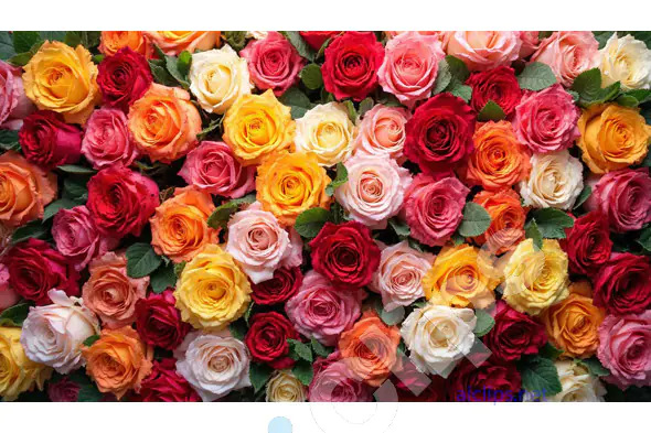 Vibrant Multicolored Rose Bouquet Background