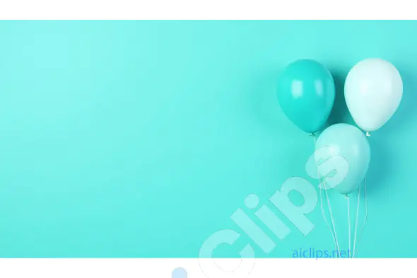 Trio of Blue and White Balloons on Aqua Background