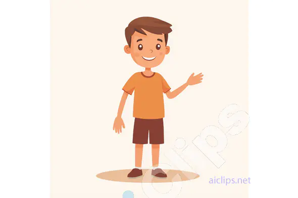 Cartoon Boy Waving