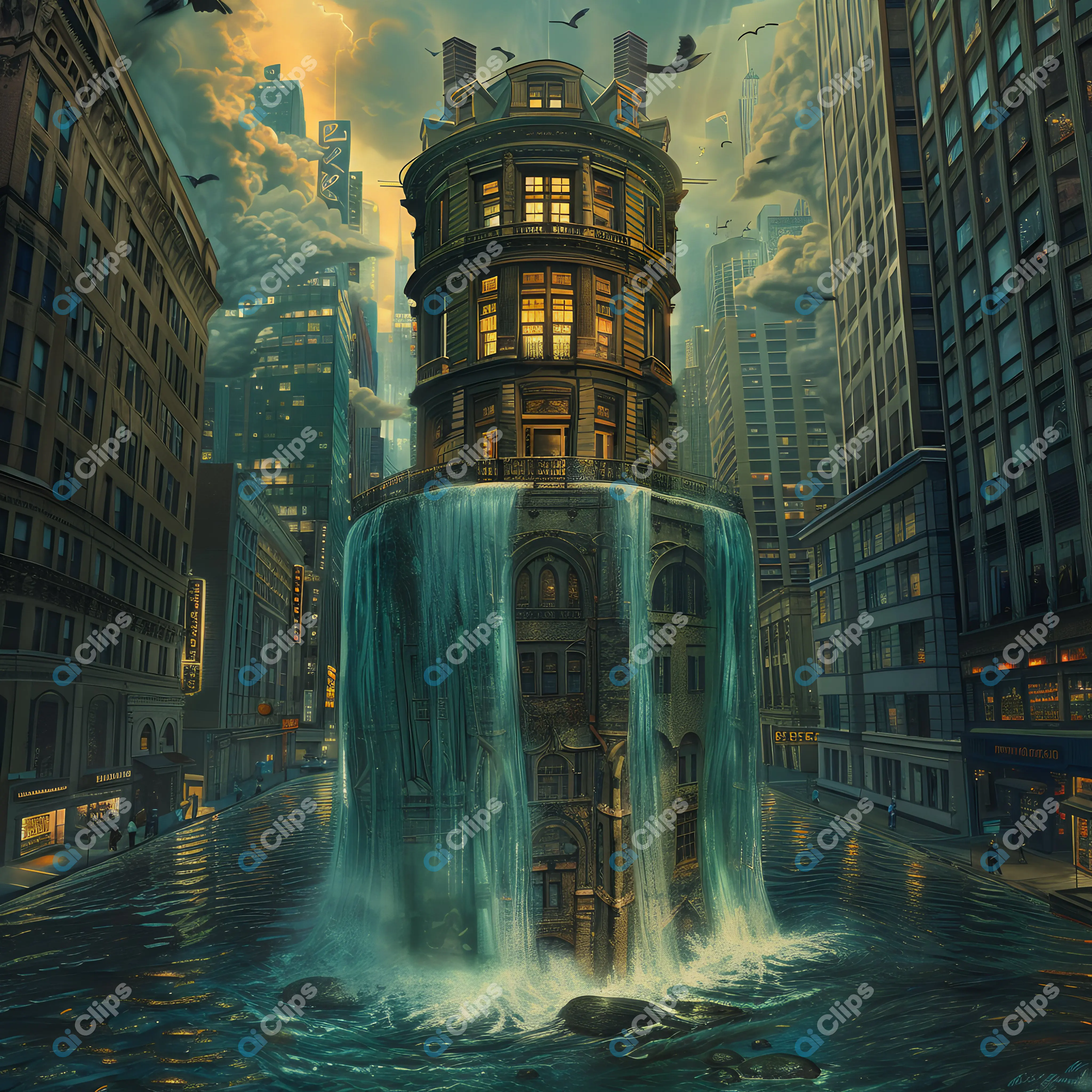 Urban Waterfall Building