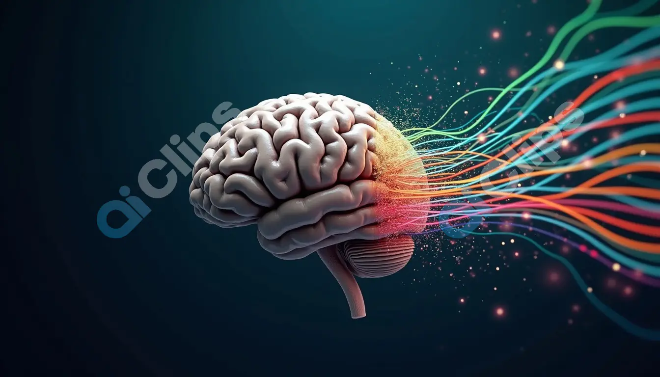 AI Brain with Colorful Data Streams