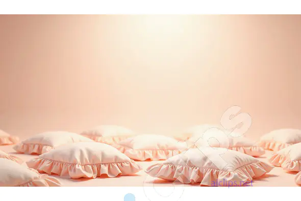 Soft Pink Ruffled Cushions on Peach Background