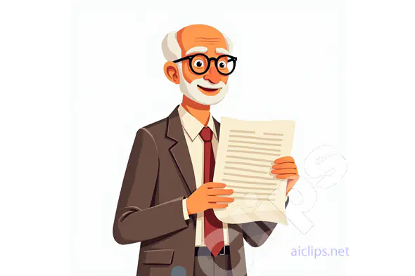 Senior Professional Man Holding Document Vector Illustration