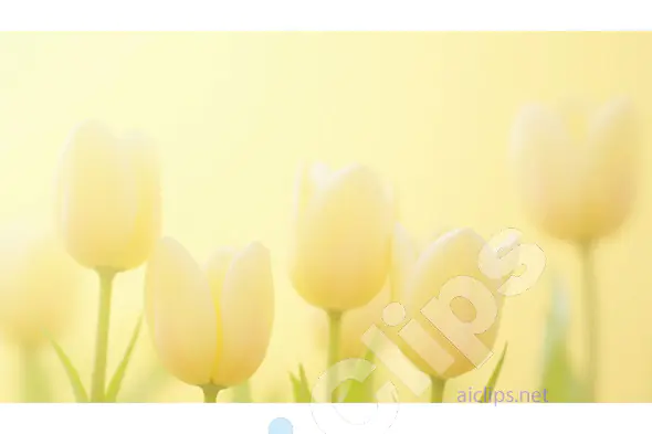 Soft Yellow Tulips in Bloom on Gentle Yellow Background
